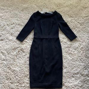 Boden London 3 quarter sleeve zip back black dress